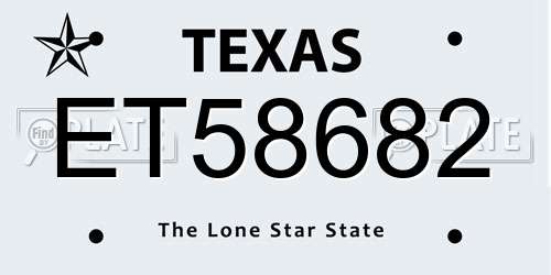 ET58682 Texas License Plate