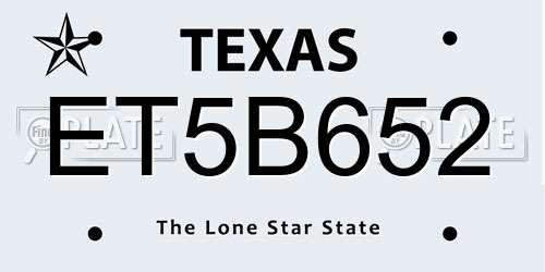 ET5B652 Texas License Plate