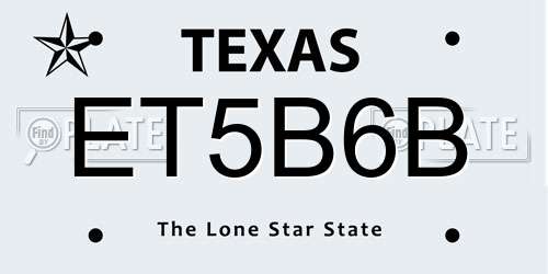 ET5B6B Texas License Plate