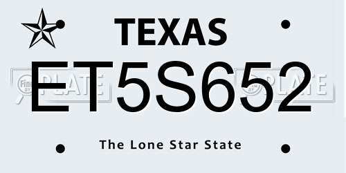 ET5S652 Texas License Plate