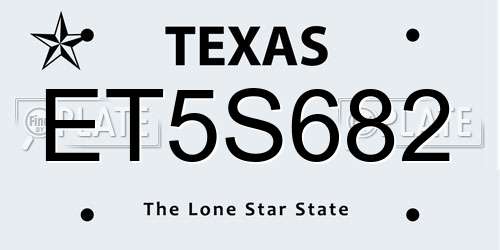 ET5S682 Texas License Plate