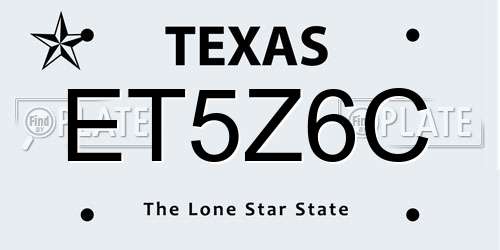ET5Z6C Texas License Plate