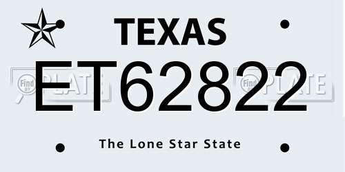 ET62822 Texas License Plate