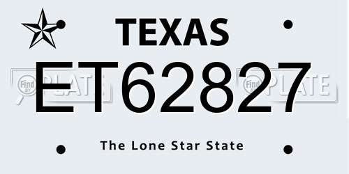 ET62827 Texas License Plate