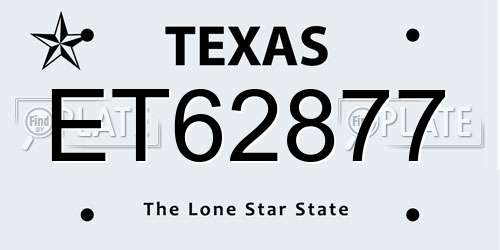 ET62877 Texas License Plate