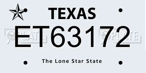ET63172 Texas License Plate