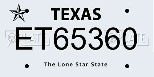 ET65360 Texas License Plate