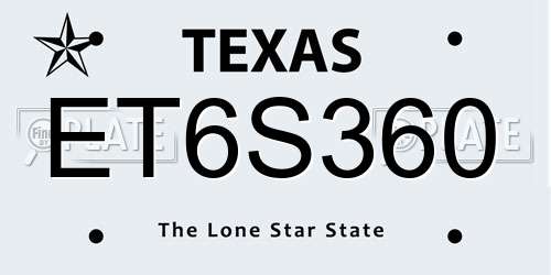 ET6S360 Texas License Plate