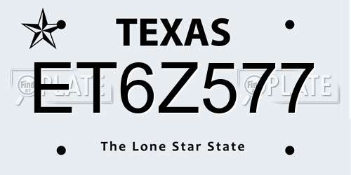 ET6Z577 Texas License Plate