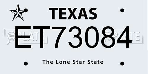 ET73084 Texas License Plate