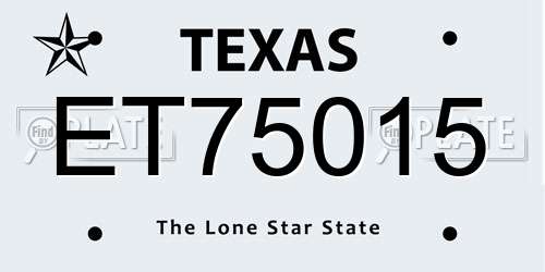 ET75015 Texas License Plate