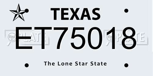 ET75018 Texas License Plate