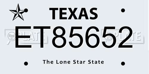 ET85652 Texas License Plate