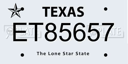 ET85657 Texas License Plate
