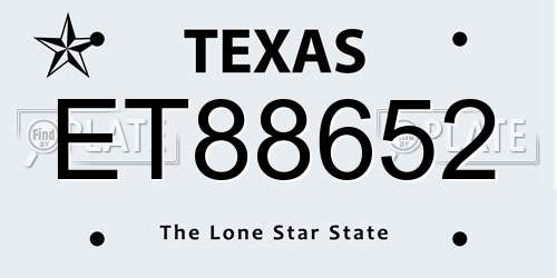 ET88652 Texas License Plate
