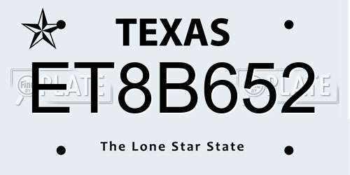 ET8B652 Texas License Plate