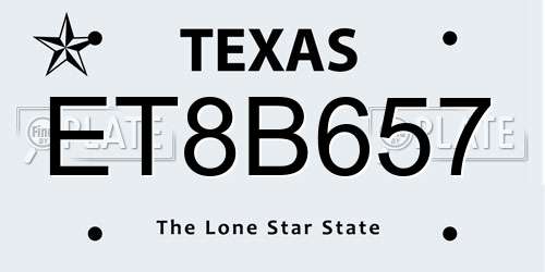 ET8B657 Texas License Plate