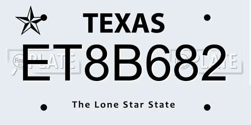 ET8B682 Texas License Plate