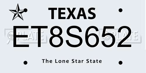 ET8S652 Texas License Plate
