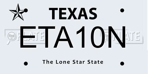 ETA10N Texas License Plate