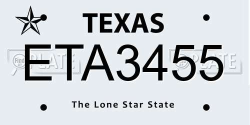 ETA3455 Texas License Plate
