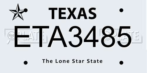 ETA3485 Texas License Plate