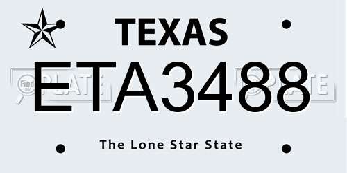 ETA3488 Texas License Plate