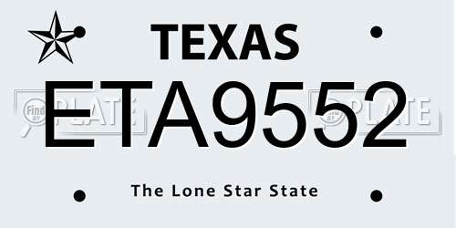 ETA9552 Texas License Plate