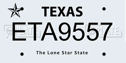 ETA9557 Texas License Plate