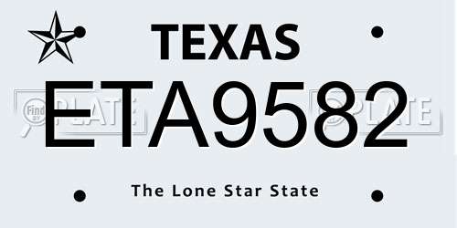 ETA9582 Texas License Plate