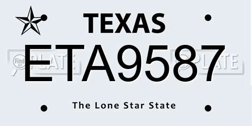 ETA9587 Texas License Plate