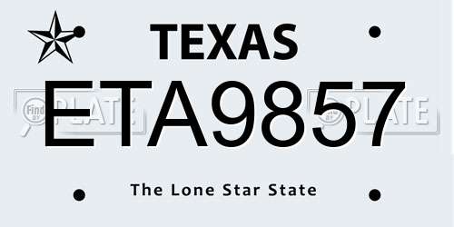 ETA9857 Texas License Plate