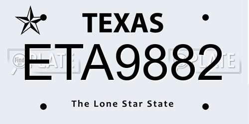 ETA9882 Texas License Plate