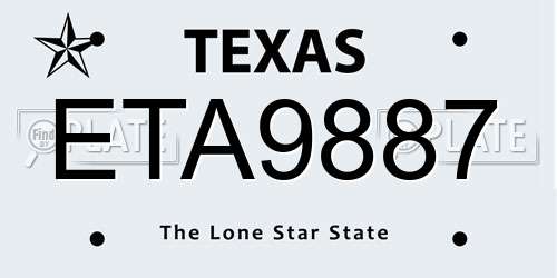 ETA9887 Texas License Plate