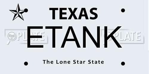 ETANK Texas License Plate