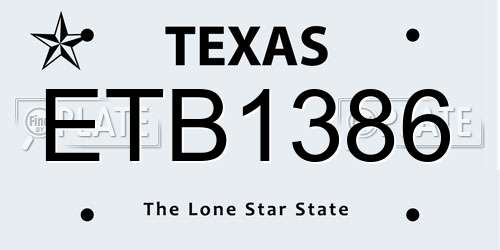 ETB1386 Texas License Plate