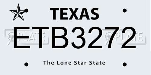 ETB3272 Texas License Plate