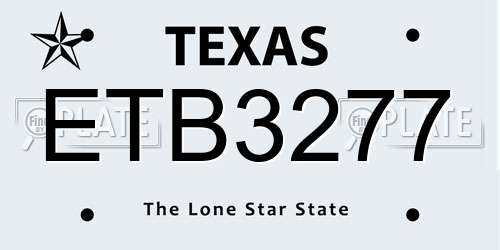 ETB3277 Texas License Plate