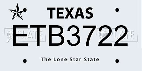 ETB3722 Texas License Plate