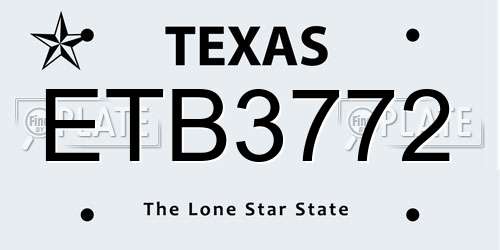 ETB3772 Texas License Plate