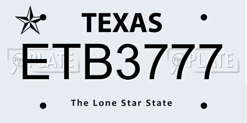 ETB3777 Texas License Plate