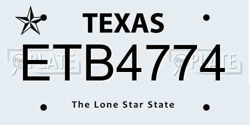 ETB4774 Texas License Plate