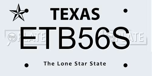 ETB56S Texas License Plate