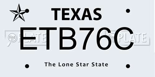 ETB76C Texas License Plate