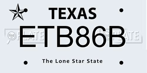 ETB86B Texas License Plate