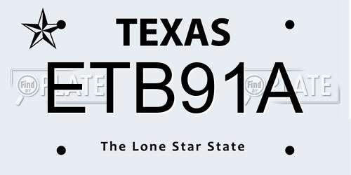 ETB91A Texas License Plate