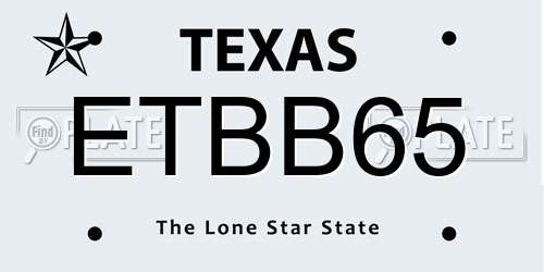 ETBB65 Texas License Plate