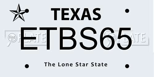 ETBS65 Texas License Plate