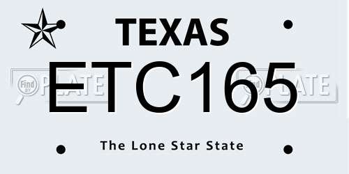 ETC165 Texas License Plate