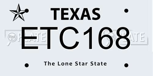 ETC168 Texas License Plate